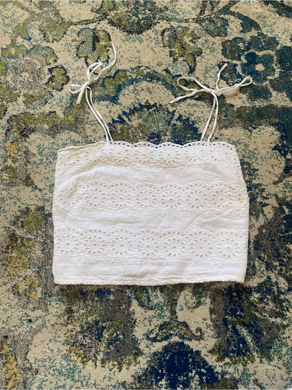 Patrons of Peace White Eyelet Tie-Shoulder Camisole